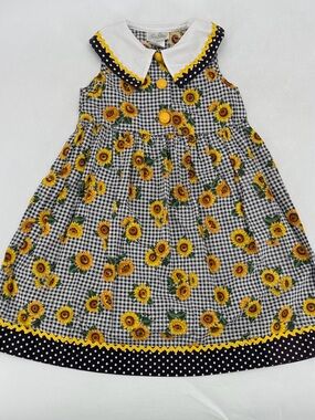 Rare Editions Vintage 90s ILGWU Union Label Cottagecore Sunflower Gingham Dress